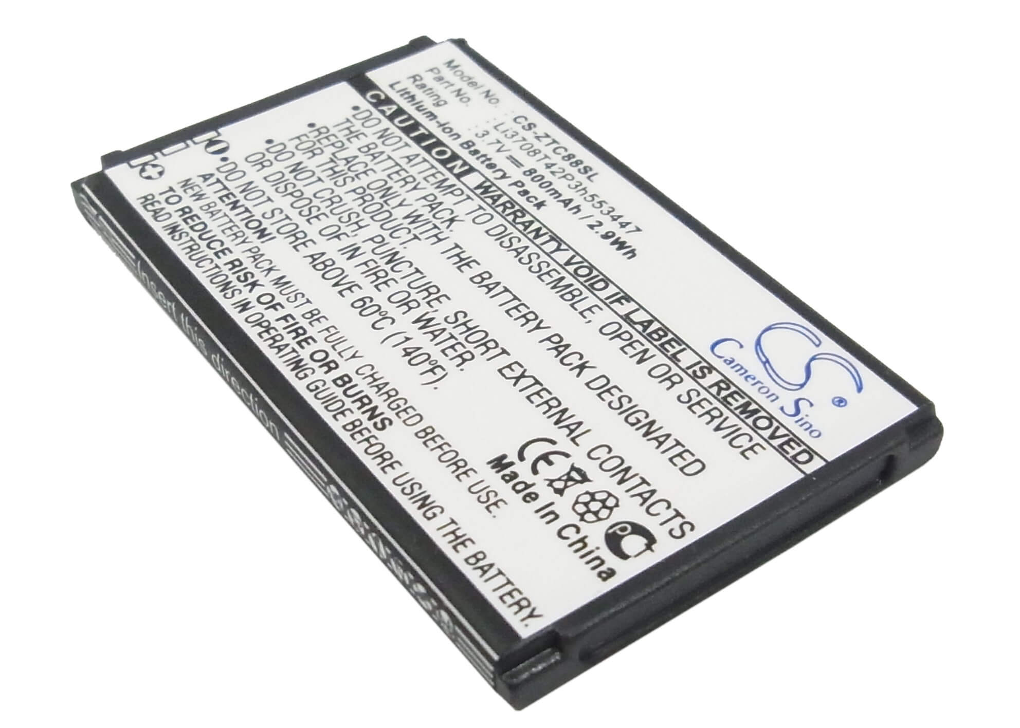 3.7V, 800mAh, Li-ion Battery fits Telstra, Agent, C70, 2.96Wh