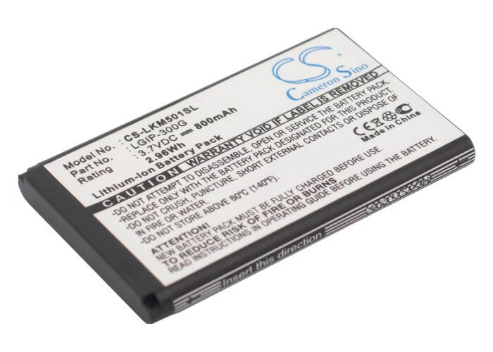 3.7V, 800mAh, Li-ion Battery fits Lg, Km501, 2.96Wh
