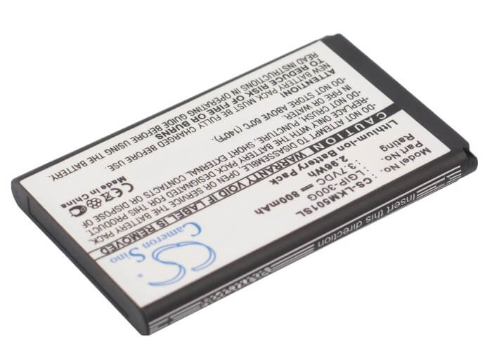 3.7V, 800mAh, Li-ion Battery fits Lg, Km501, 2.96Wh