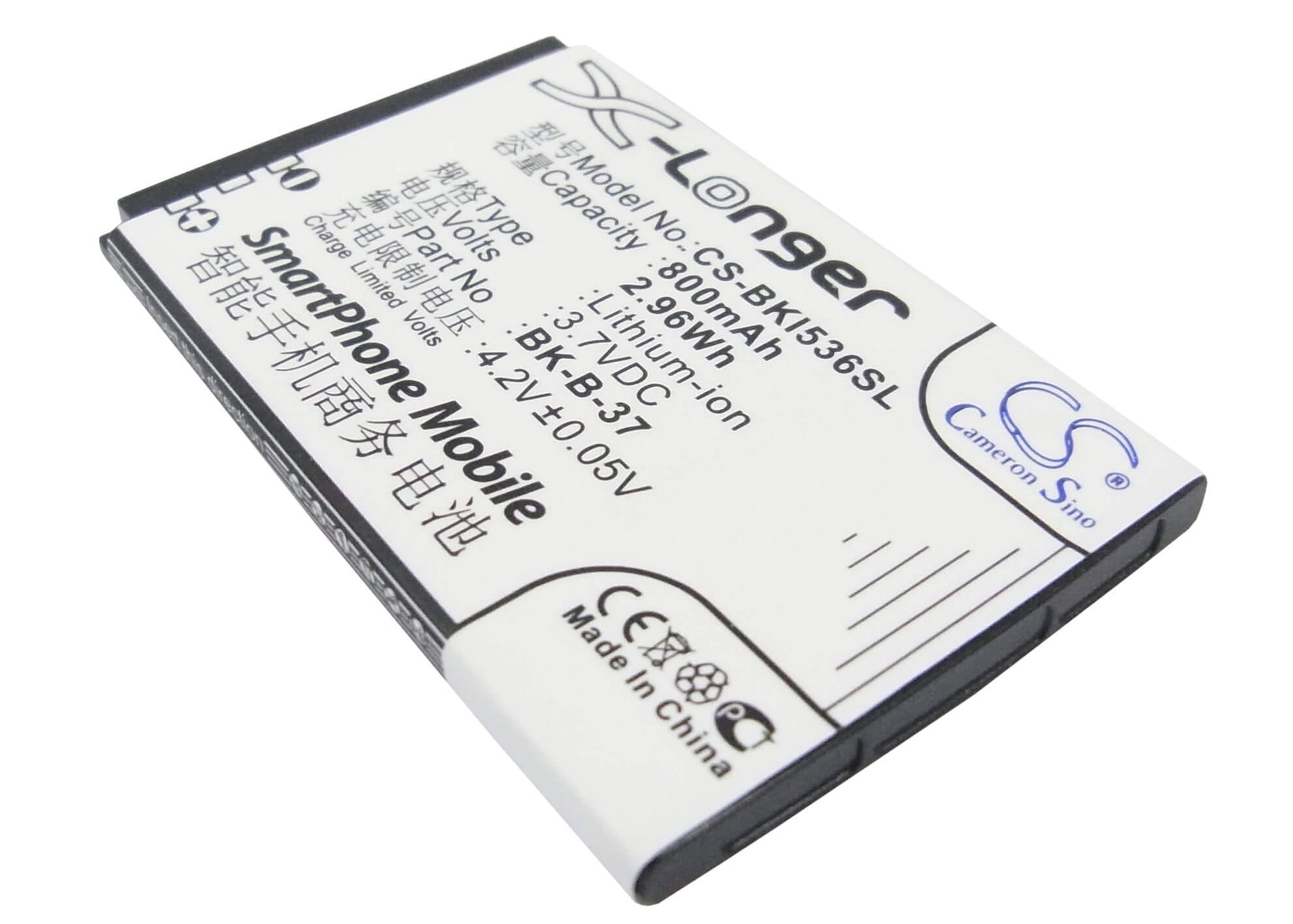 3.7V, 800mAh, Li-ion Battery fits Bbk, I536, 2.96Wh