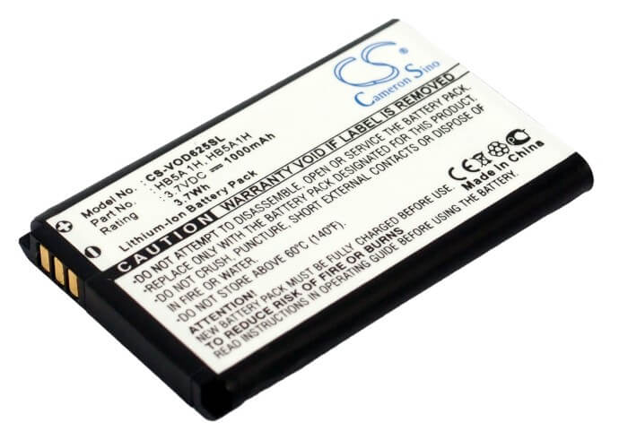 3.7V, 1000mAh, Li-ion Battery fits Vodafone, V625, Vf625, 3.7Wh