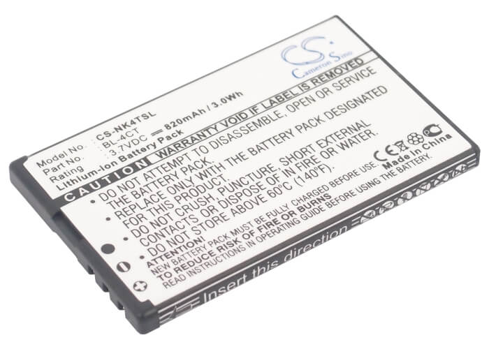3.7V, 820mAh, Li-ion Battery fits Nokia, 5310, 6600 Fold, 3.034Wh
