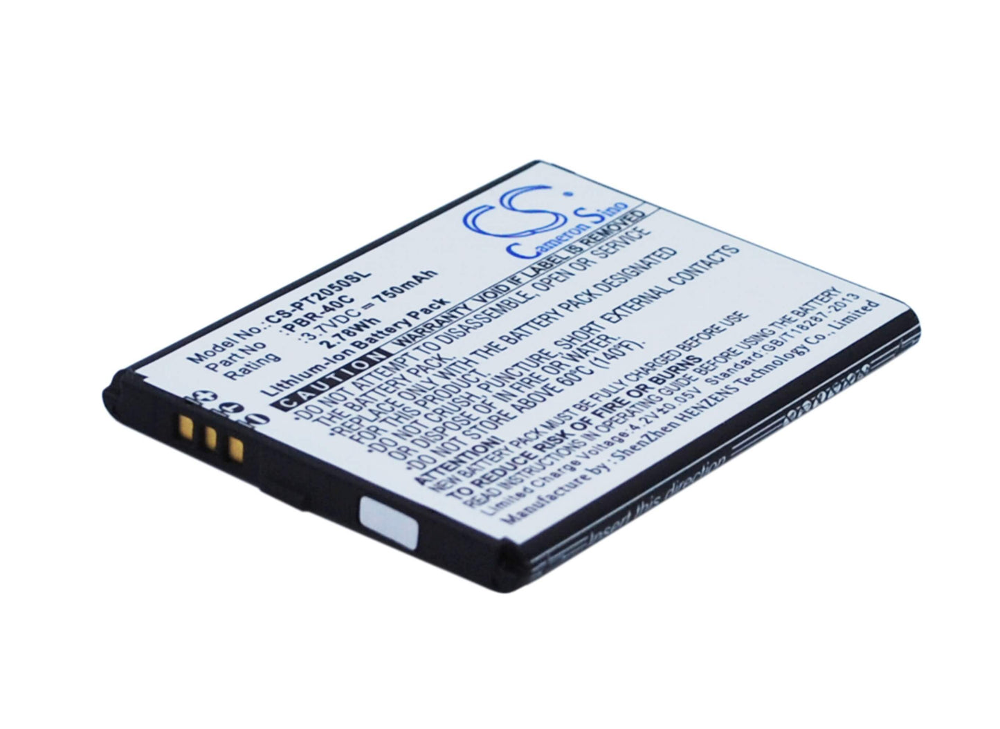 3.7V, 750mAh, Li-ion Battery fits Pantech, Breeze 4, Breeze Iv, 2.775Wh