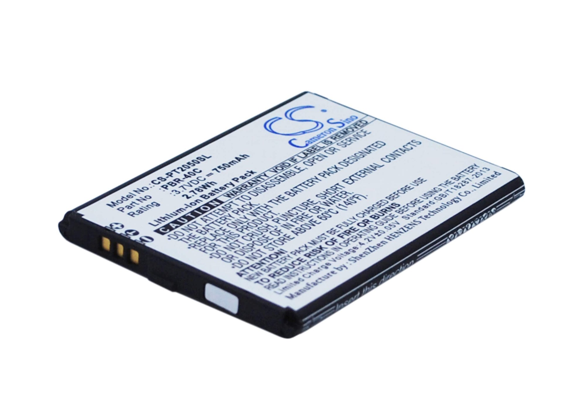 3.7V, 750mAh, Li-ion Battery fits Pantech, Breeze 4, Breeze Iv, 2.775Wh