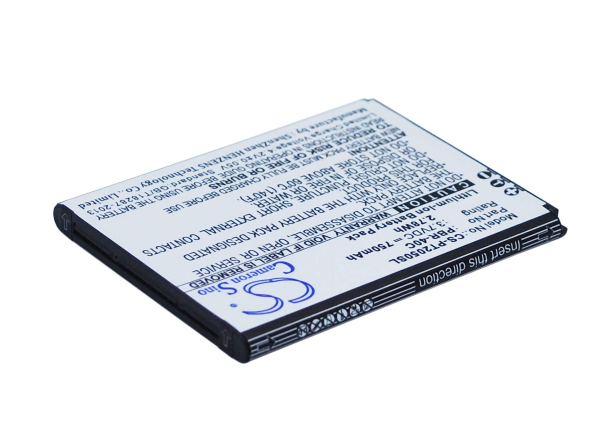3.7V, 750mAh, Li-ion Battery fits Pantech, Breeze 4, Breeze Iv, 2.775Wh