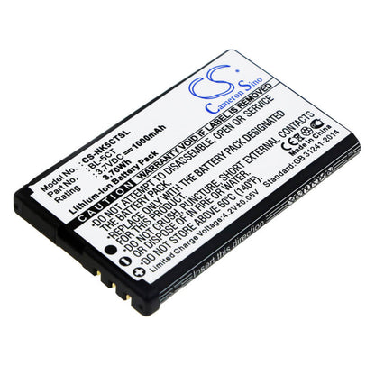 3.7V, 1000mAh, Li-ion Battery fits Nokia, 5220, 5220 Xpressmusic, 3.7Wh