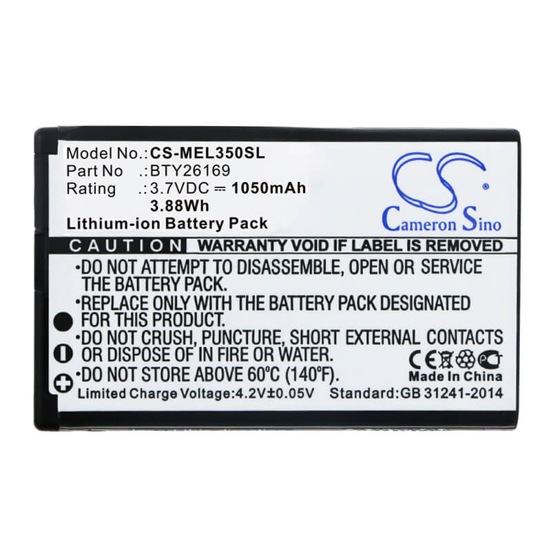 3.7V, 1050mAh, Li-ion Battery fits Mobistel, El350, El350 Dual, 3.885Wh