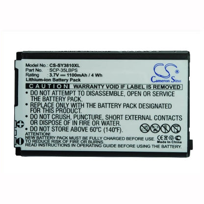 3.7V, 1100mAh, Li-ion Battery fits Sanyo, Mirro Scp-3810, Scp-3810, 4.07Wh
