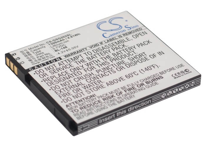3.7V, 1300mAh, Li-ion Battery fits Gigabyte, Gsmart Gs202, 4.81Wh