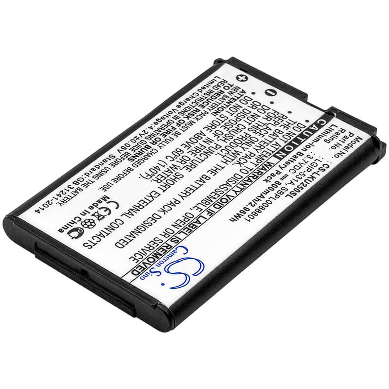 3.7V, 800mAh, Li-ion Battery fits Lg, 236c, 237c, 2.96Wh