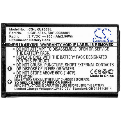 3.7V, 800mAh, Li-ion Battery fits T-mobile, A170, A180, 2.96Wh