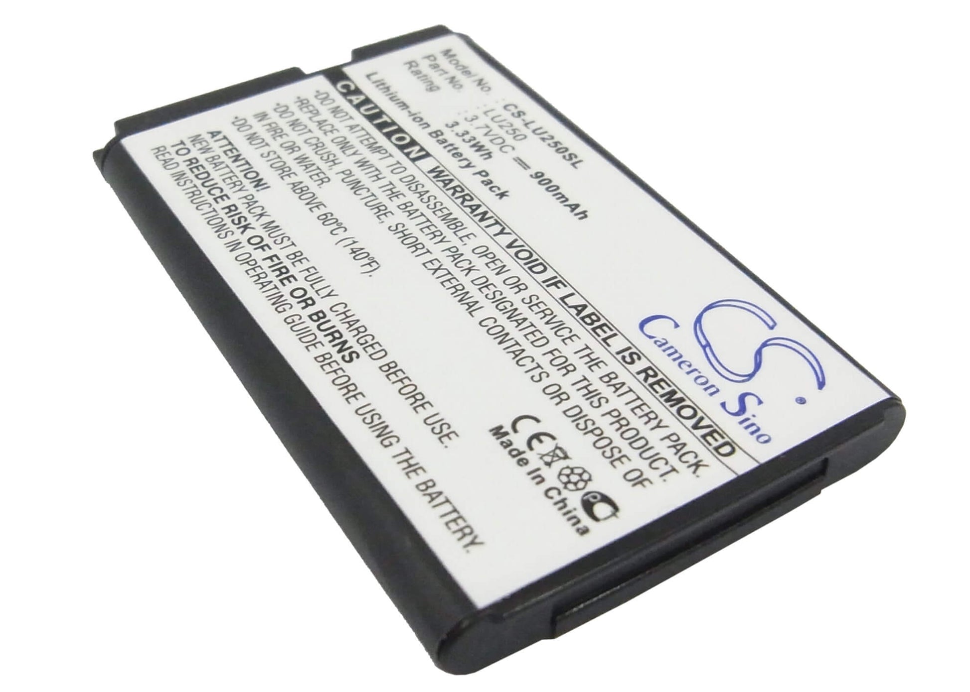 3.7V, 900mAh, Li-ion Battery fits Lg, U250, 3.33Wh