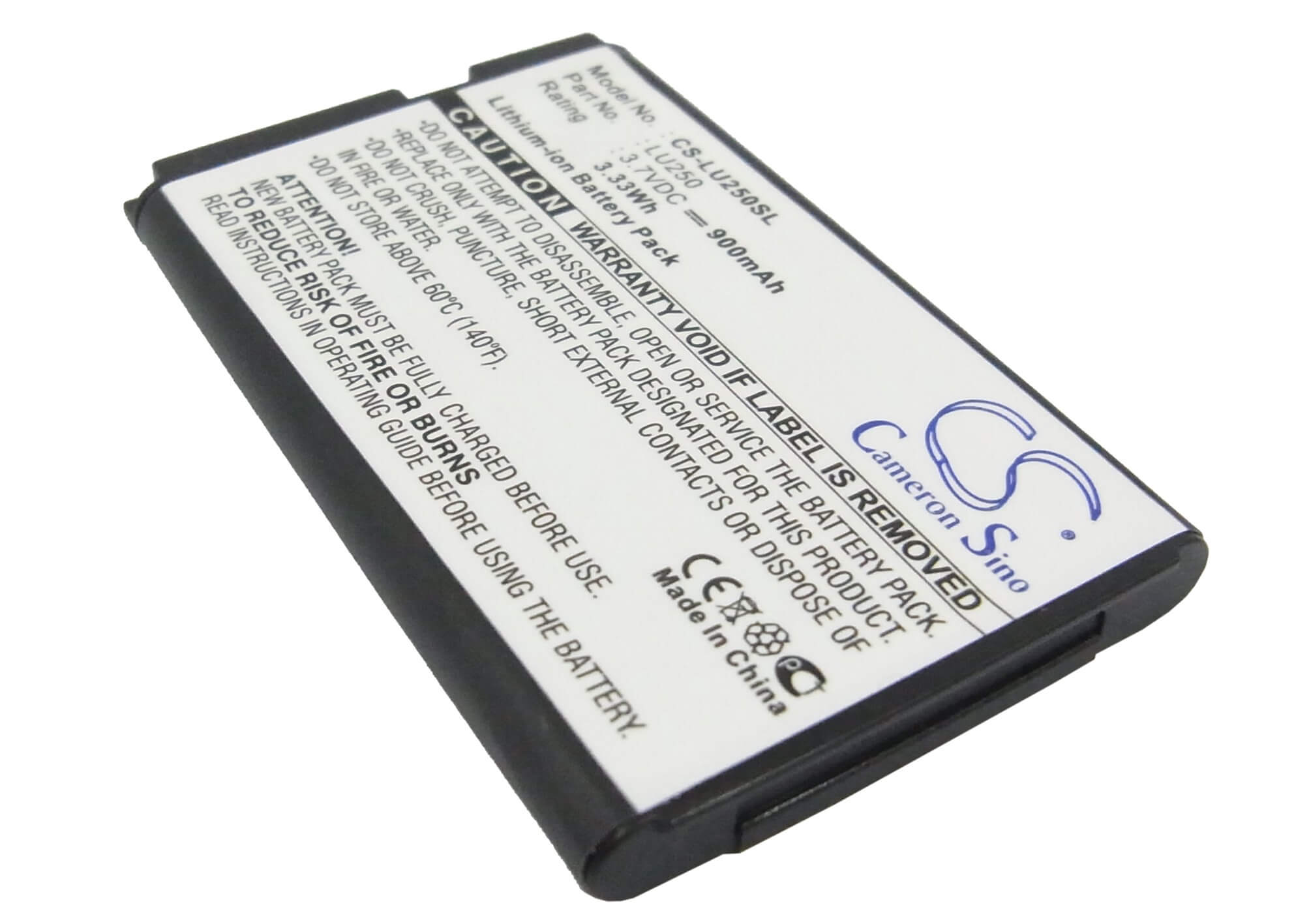 3.7V, 900mAh, Li-ion Battery fits Lg, U250, 3.33Wh