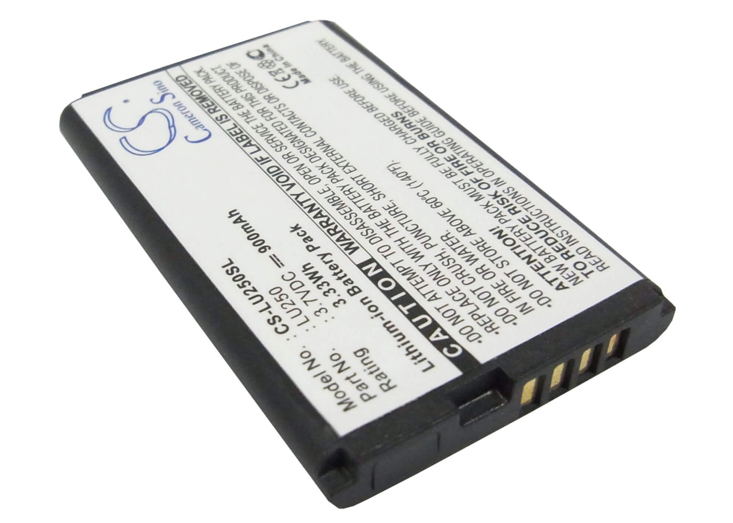 3.7V, 900mAh, Li-ion Battery fits Lg, U250, 3.33Wh