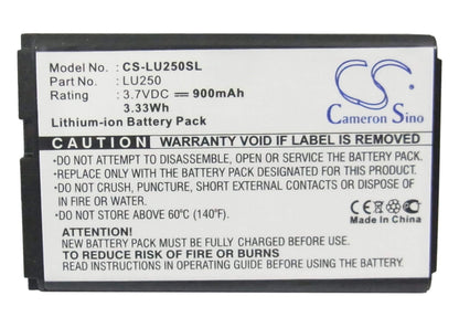 3.7V, 900mAh, Li-ion Battery fits Lg, U250, 3.33Wh