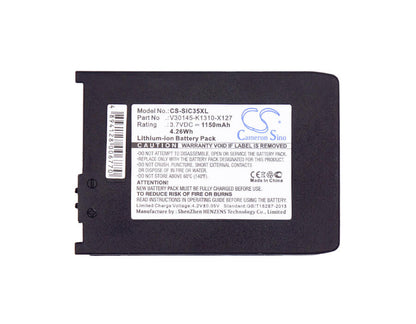 3.7V, 1150mAh, Li-ion Battery fits Siemens, 3506, 3508, 4.255Wh