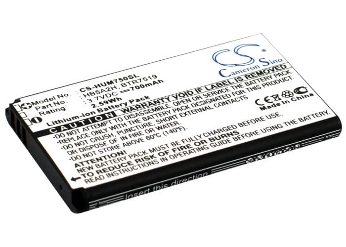 3.7V, 700mAh, Li-ion Battery fits T-mobile, Pulse Mini, Tap, 2.59Wh