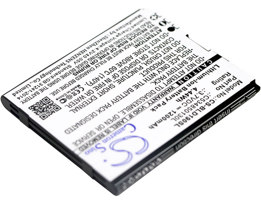 3.7V, 1200mAh, Li-ion Battery fits Blu, D190, Dash Jr 3g, 4.44Wh