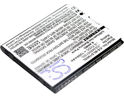 3.7V, 1200mAh, Li-ion Battery fits Blu, D190, Dash Jr 3g, 4.44Wh