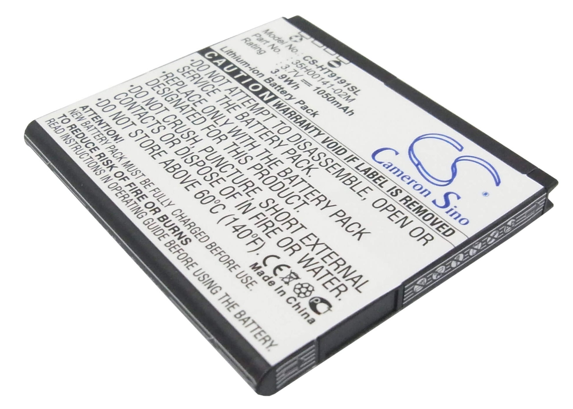 3.7V, 1050mAh, Li-ion Battery fits T-mobile, Mytouch Hd, Pd98120, 3.885Wh