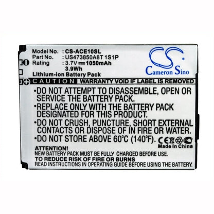 3.7V, 1050mAh, Li-ion Battery fits Acer, Betouch E100, Betouch E101, 3.885Wh