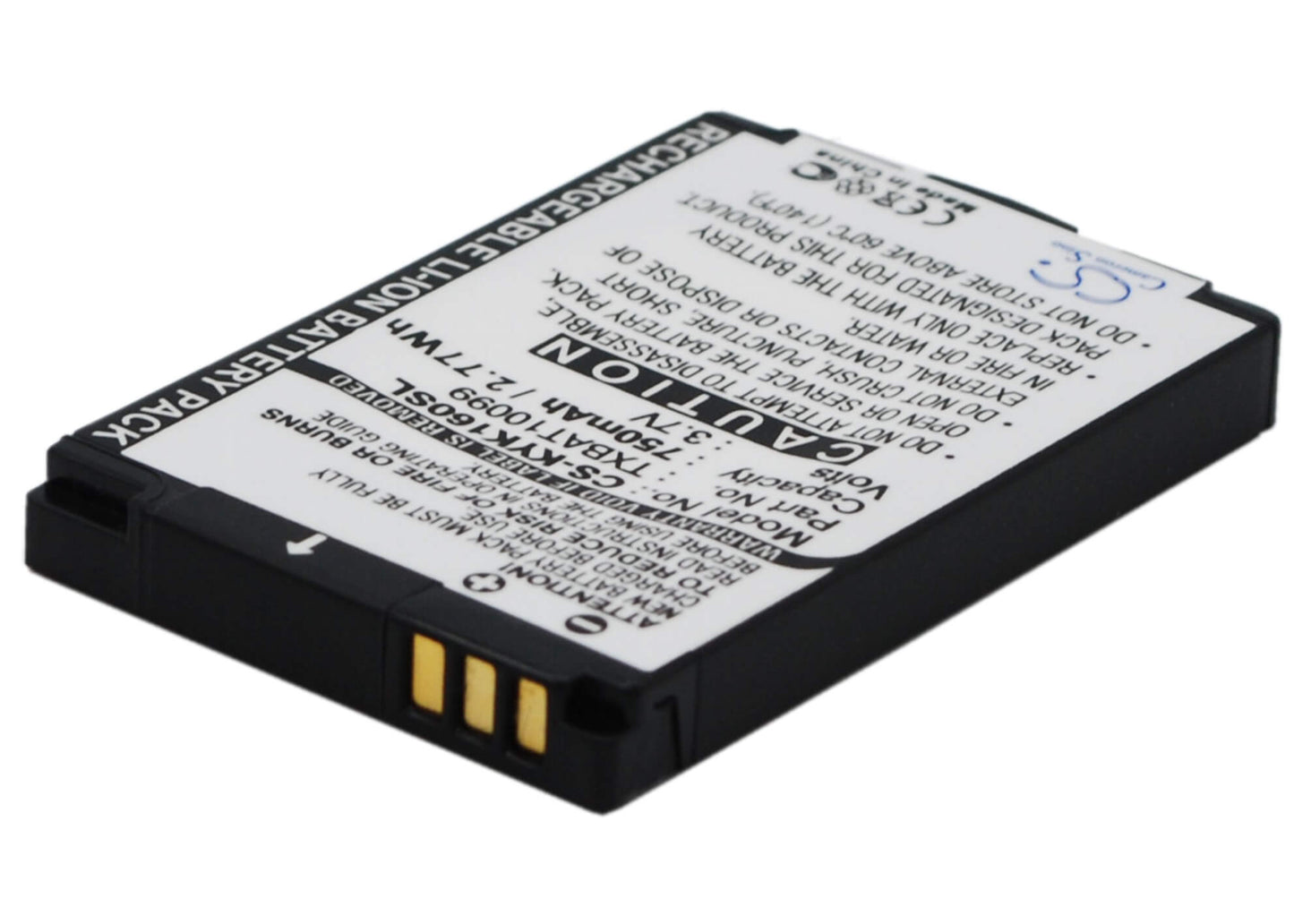 3.7V, 750mAh, Li-ion Battery fits Kyocera, Candid Kx16, Dorado Kx12, 2.775Wh