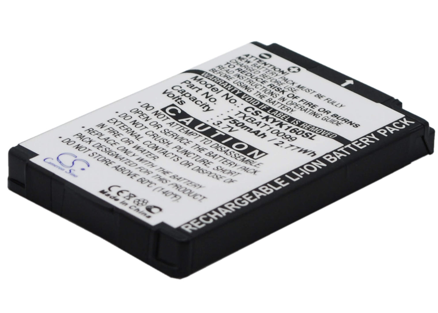 3.7V, 750mAh, Li-ion Battery fits Kyocera, Candid Kx16, Dorado Kx12, 2.775Wh
