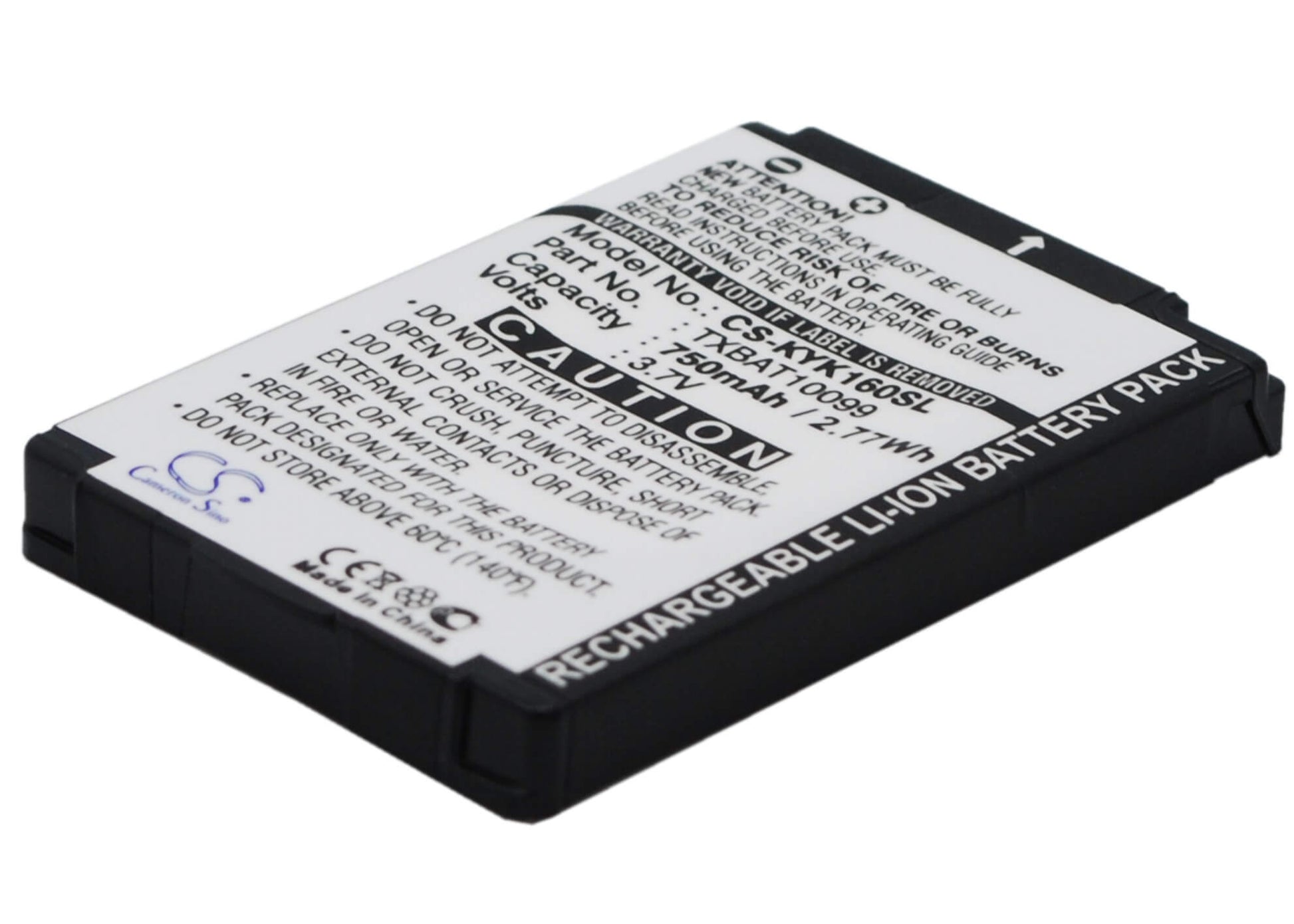 3.7V, 750mAh, Li-ion Battery fits Kyocera, Candid Kx16, Dorado Kx12, 2.775Wh