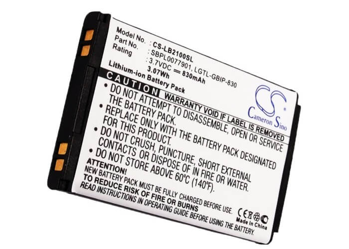 3.7V, 830mAh, Li-ion Battery fits Lg, B2000, B2050, 3.071Wh