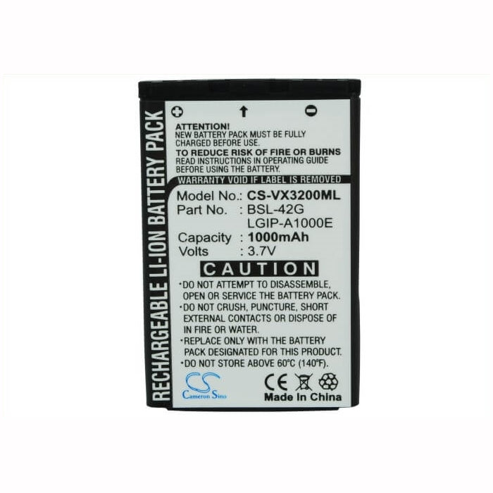 3.7V, 1000mAh, Li-ion Battery fits Lg, Ax245, Ax-245, 3.7Wh
