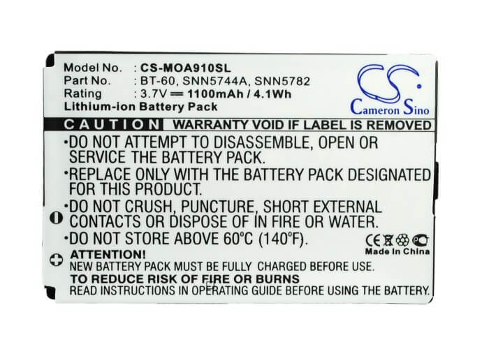 3.7V, 1100mAh, Li-ion Battery fits Motorola, A910, C980, 4.07Wh