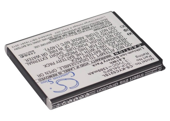 3.7V, 1300mAh, Li-ion Battery fits Kyocera, C5215, Hydro Edge, 4.81Wh