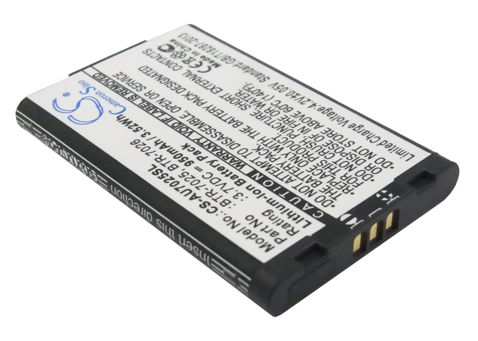 3.7V, 950mAh, Li-ion Battery fits Audiovox, Cdm-120, Cdm-220, 3.515Wh