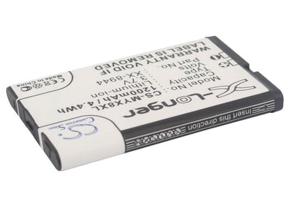 3.7V, 1200mAh, Li-ion Battery fits Sagem, Myx8, Myx-8, 4.44Wh
