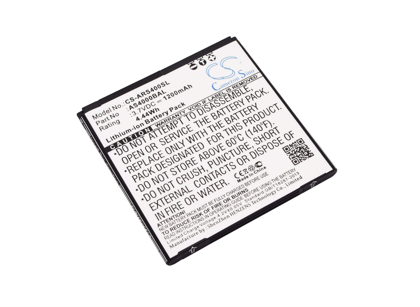 3.7V, 1200mAh, Li-ion Battery fits Aligator, S4000, S4000 Dou, 4.44Wh