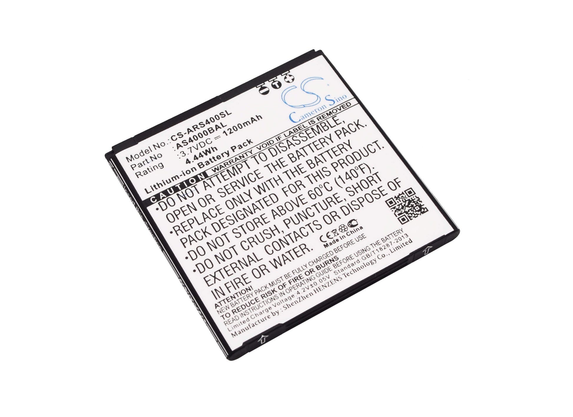3.7V, 1200mAh, Li-ion Battery fits Aligator, S4000, S4000 Dou, 4.44Wh
