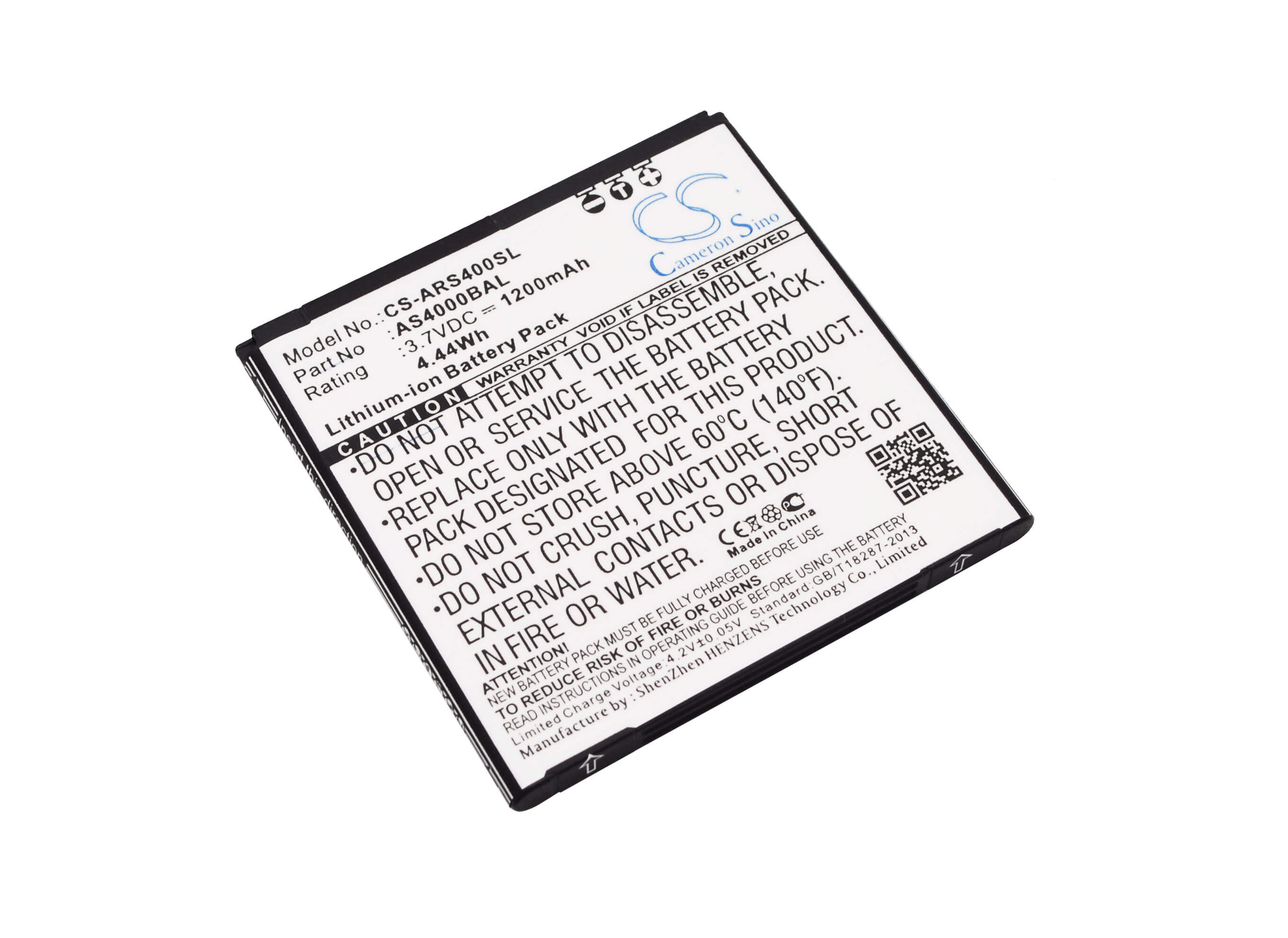 3.7V, 1200mAh, Li-ion Battery fits Aligator, S4000, S4000 Dou, 4.44Wh