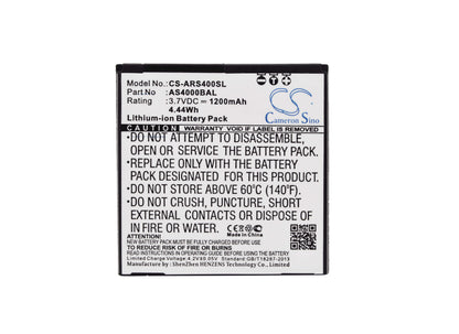 3.7V, 1200mAh, Li-ion Battery fits Aligator, S4000, S4000 Dou, 4.44Wh