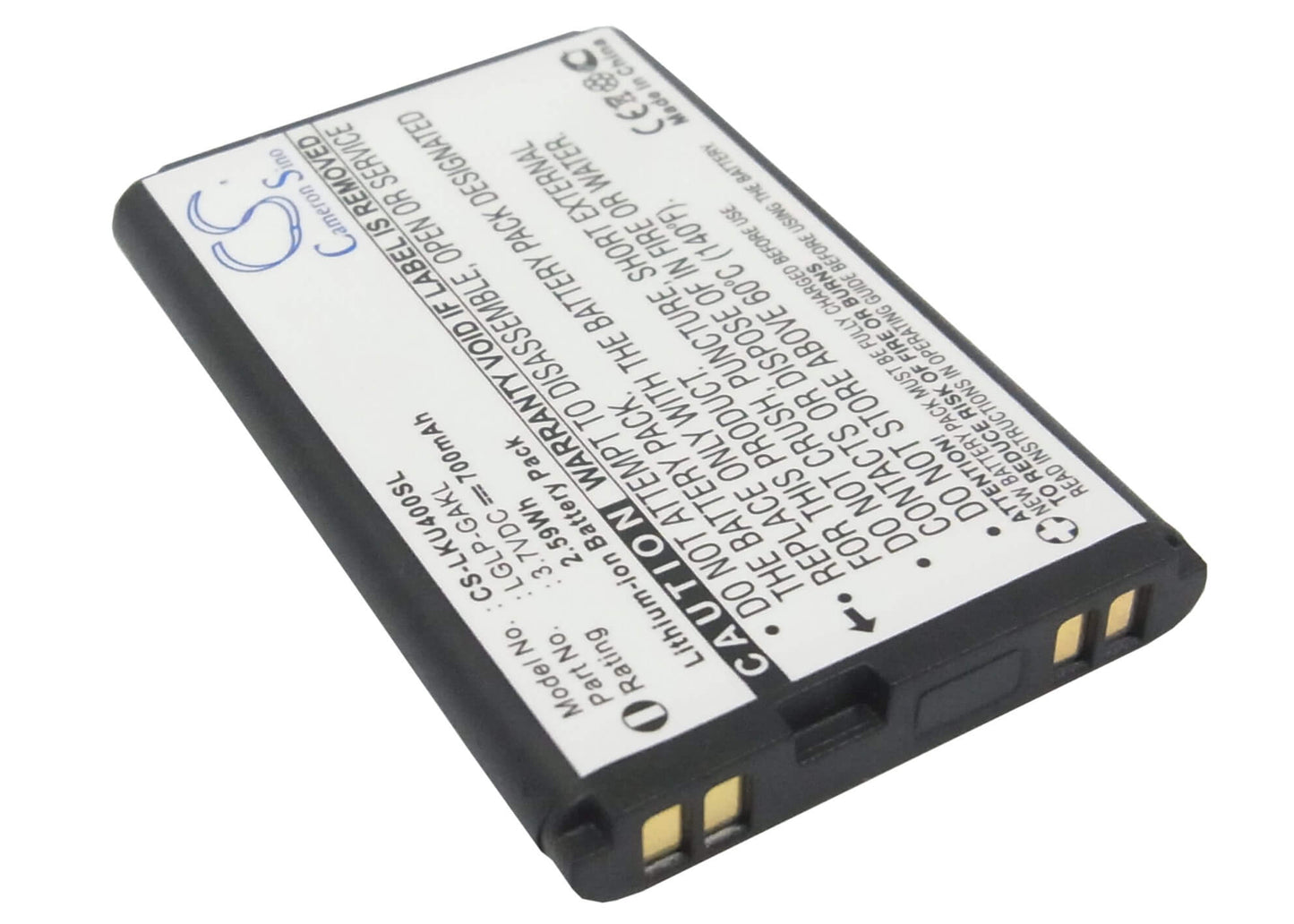 3.7V, 700mAh, Li-ion Battery fits Lg, U400, 2.59Wh