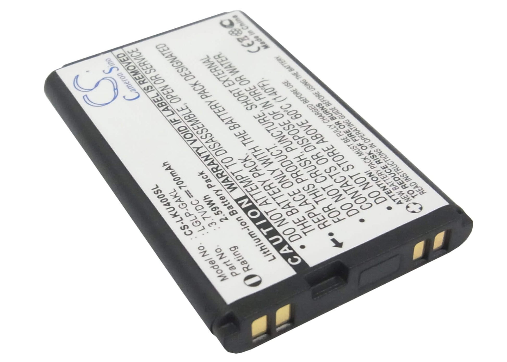 3.7V, 700mAh, Li-ion Battery fits Lg, U400, 2.59Wh