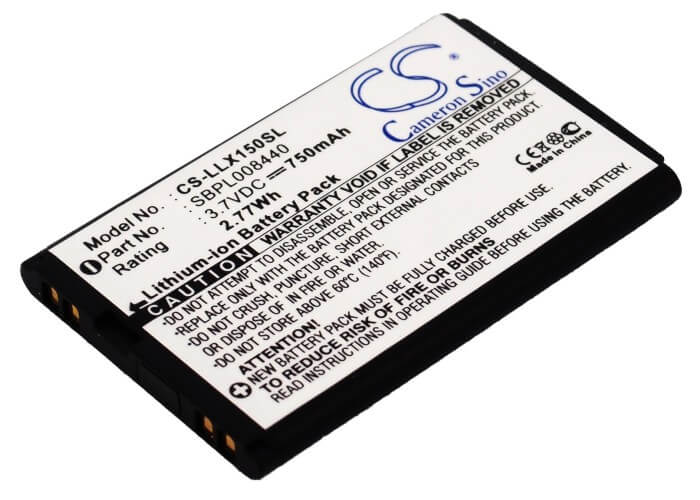 3.7V, 750mAh, Li-ion Battery fits Lg, Lx150, Lx-150, 2.775Wh