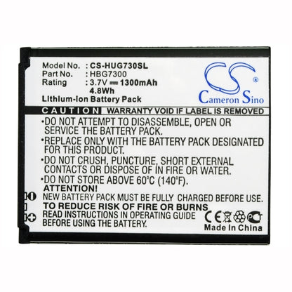 3.7V, 1300mAh, Li-ion Battery fits Huawei, G7300, 4.81Wh