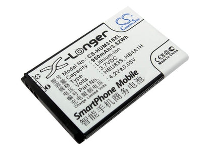 3.7V, 950mAh, Li-ion Battery fits Huawei, Envoy U3900, Hwm636, 3.515Wh