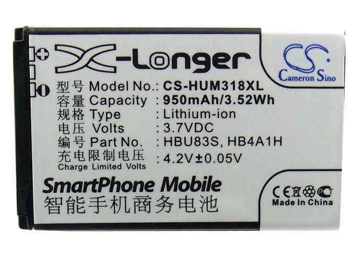 3.7V, 950mAh, Li-ion Battery fits Plusfon, 401, 401i, 3.515Wh
