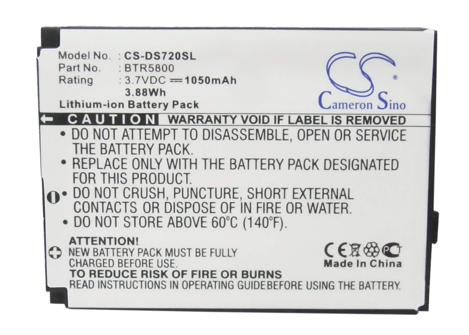 3.7V, 1050mAh, Li-ion Battery fits Htc, 5800, Fusion, 3.885Wh