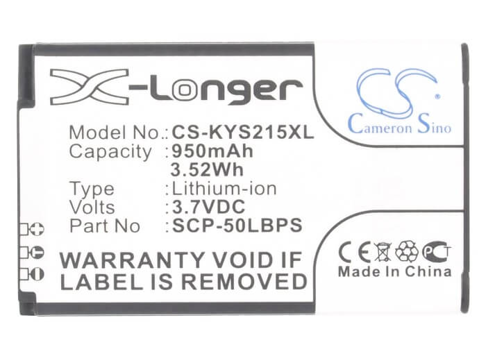 3.7V, 950mAh, Li-ion Battery fits Kyocera, C2150, Coast S2151, 3.515Wh