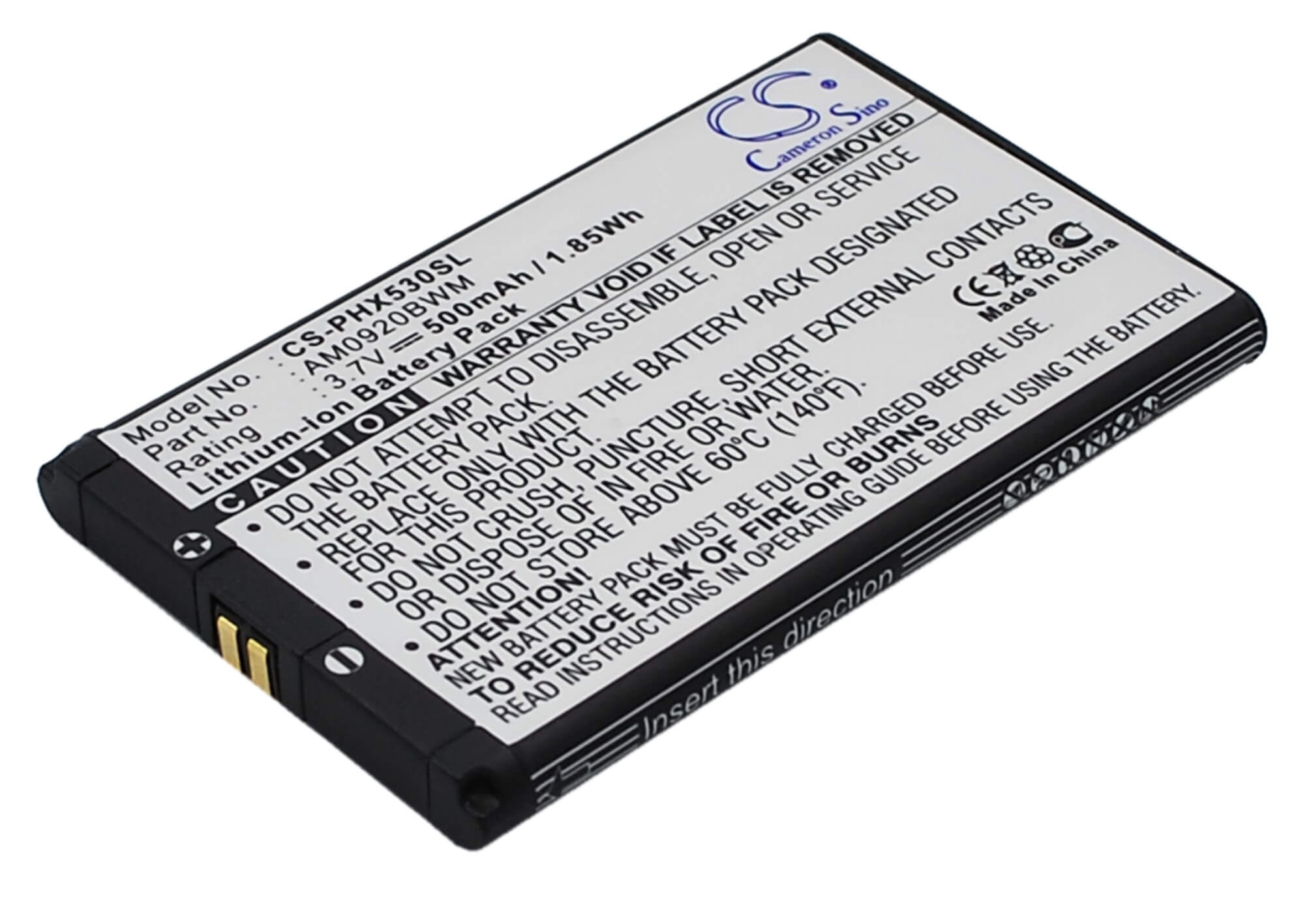 3.7V, 500mAh, Li-ion Battery fits Philips, 9@9q, 9a9q, 1.85Wh