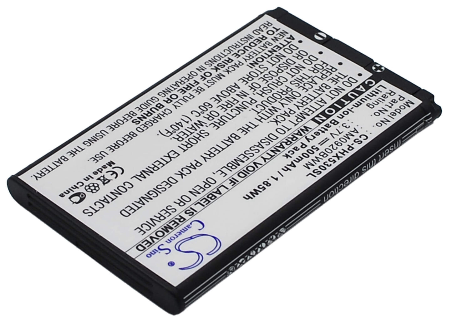 3.7V, 500mAh, Li-ion Battery fits Philips, 9@9q, 9a9q, 1.85Wh