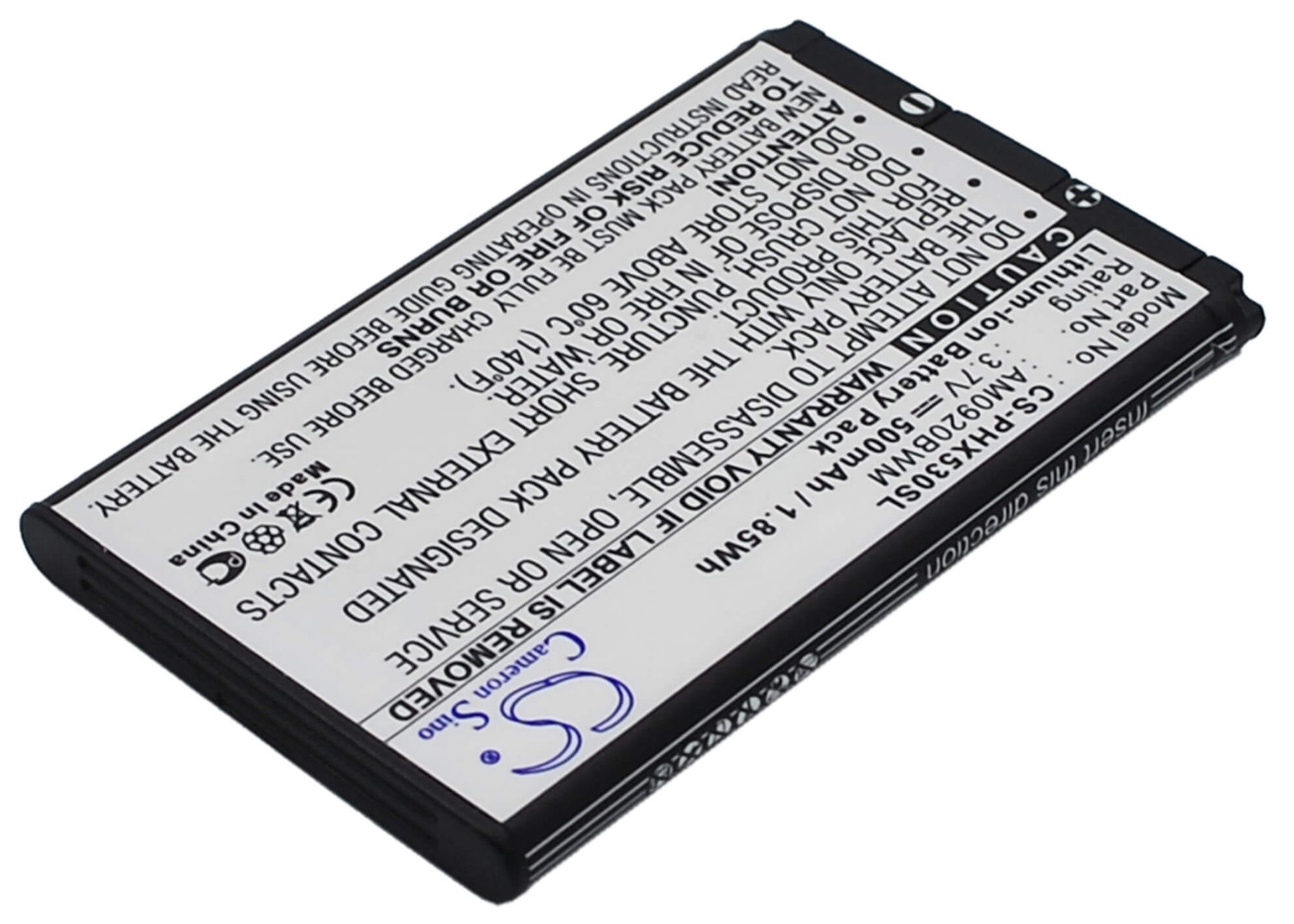 3.7V, 500mAh, Li-ion Battery fits Philips, 9@9q, 9a9q, 1.85Wh