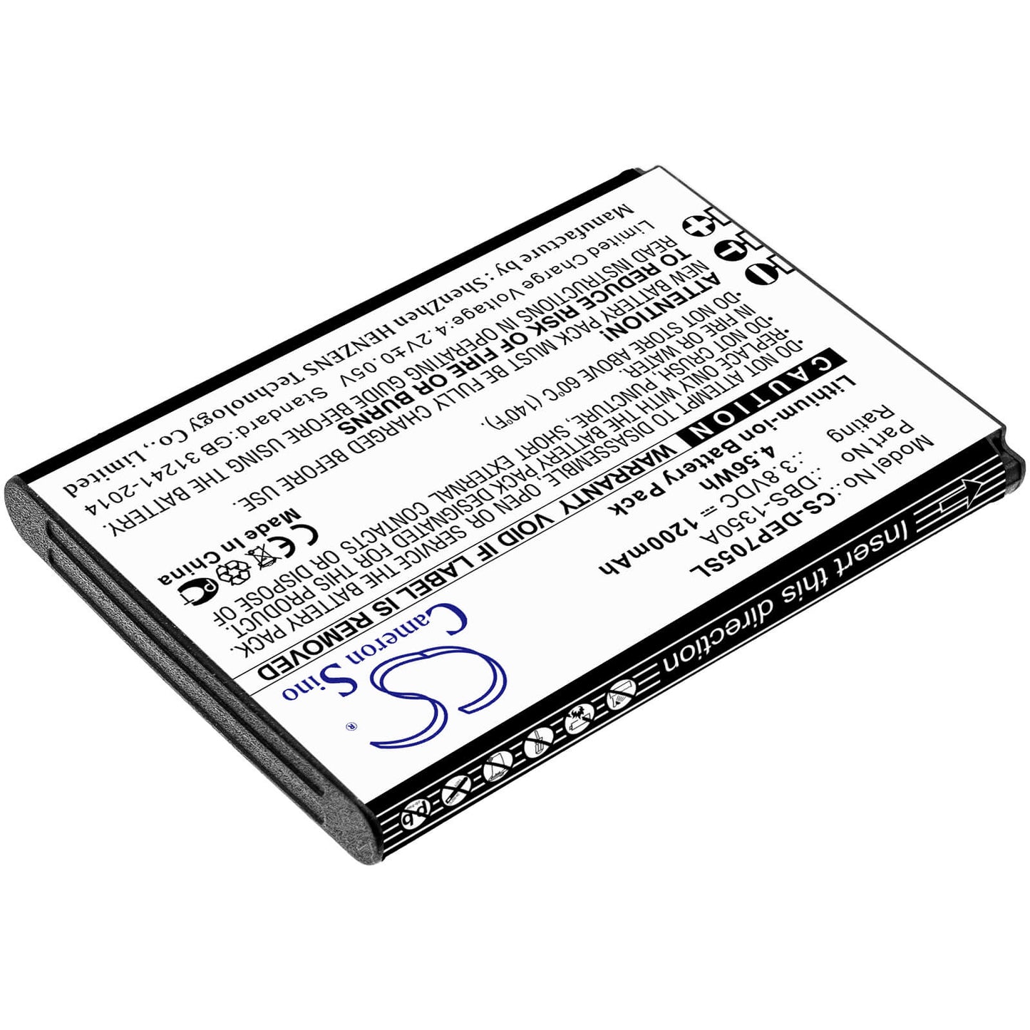 3.8V, 1200mAh, Li-ion Battery fits Doro, 7050 Flip, 7060, 4.56Wh